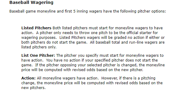 MLB Betting Rules
